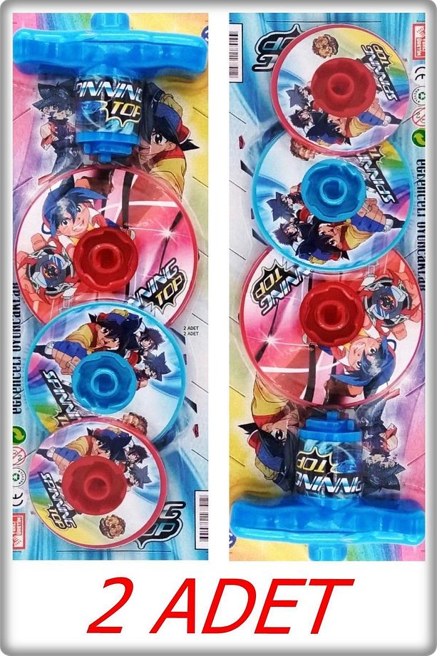 Plastik Basmalı Kendinden Dönen Topaç spinning Tops 3 Lü Set 2 Adet - 1