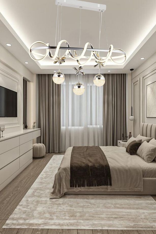 Modern Sarkıt Kıvrımlı Çember 3 Renk PowerLed Krom 3 Toplu Led Avize - 4