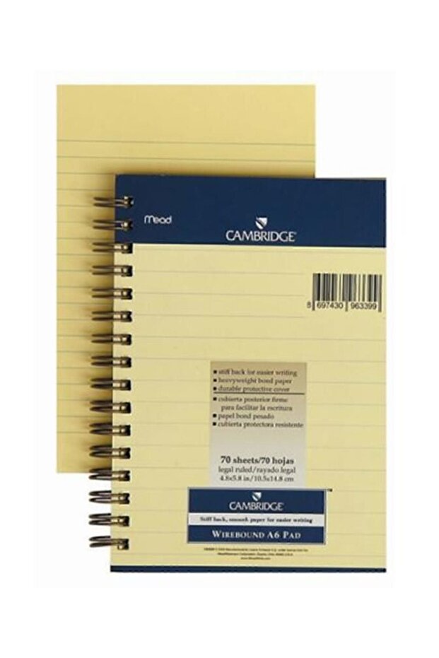 دفتر ملاحظات مبطن بـ 70 ورقة مقاس A5 - أصفر - 1