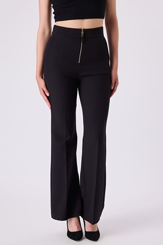 Hafif geniş paça örme pantolon - 4