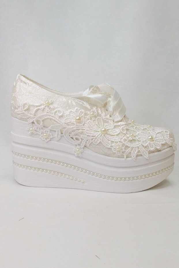 602 Series Wedge Heel Flower Laced Wedding Dress Shoes