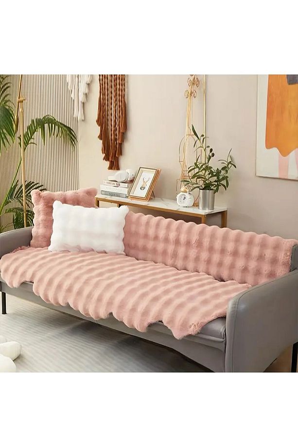 tavşan peluş Tüyü koltuk örtüsü ve paspas olarak kullanabilir 1 adet ölçüsü 80 x 190 cm çok yumuşak - 4
