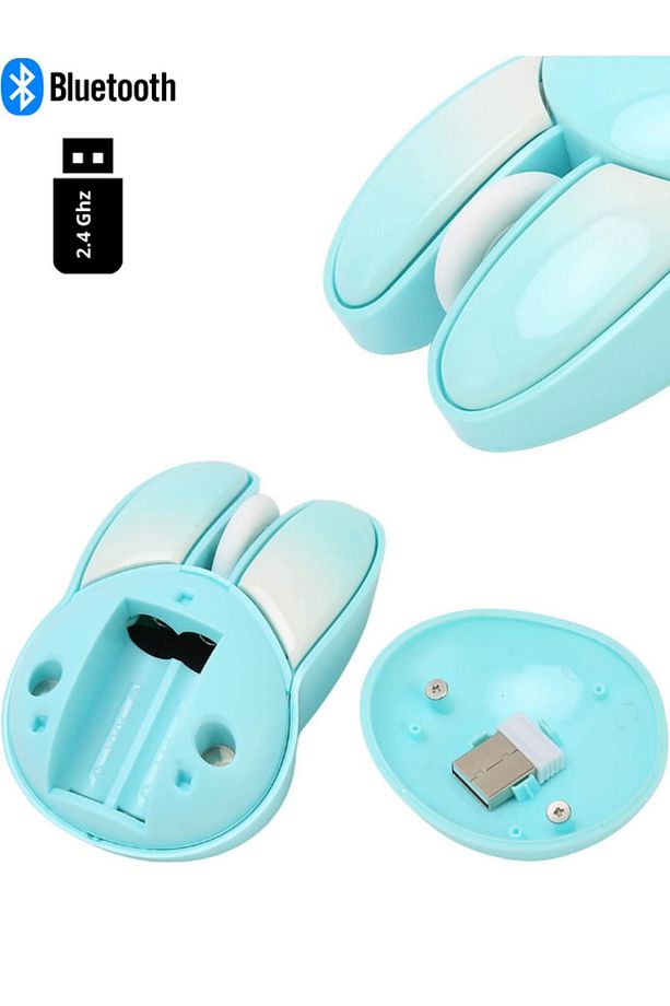 Sevimli Tavşan 3D Mavi Mouse Bluetooth + 2.4G Dual Mode - 4
