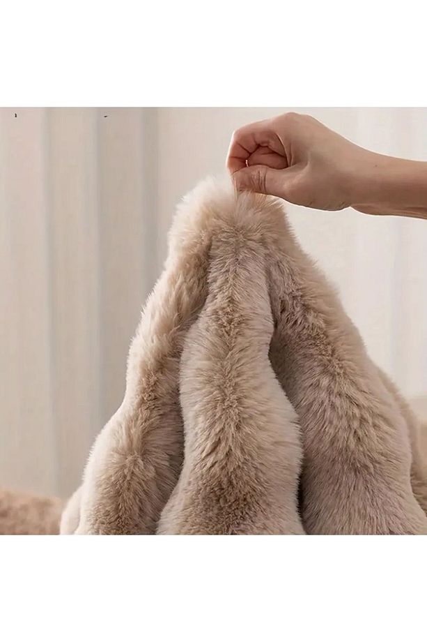 tavşan peluş Tüyü koltuk örtüsü ve paspas olarak kullanabilir 1 adet ölçüsü 80 x 190 cm çok yumuşak - 6