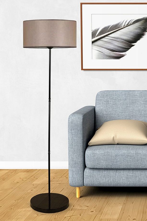 Bej Lambader Metal Siyah Ayaklı 7710 - 1