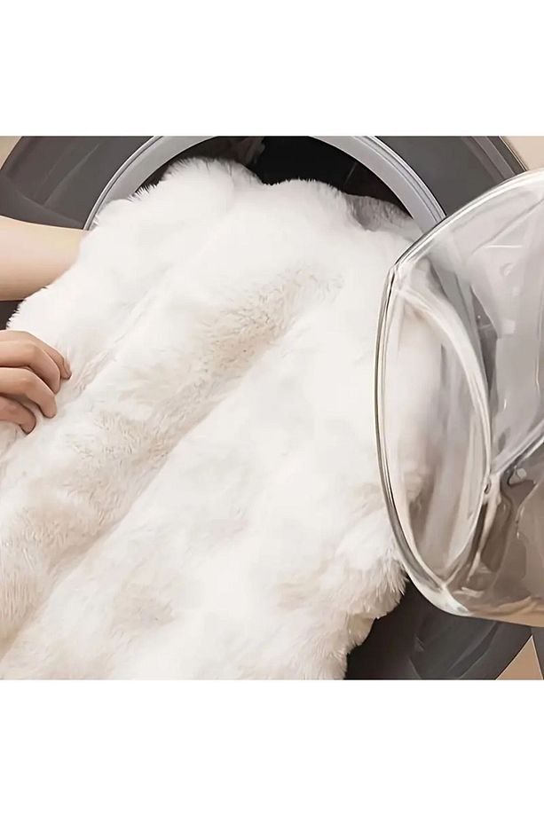 tavşan peluş Tüyü koltuk örtüsü ve paspas olarak kullanabilir 1 adet ölçüsü 80 x 190 cm çok yumuşak - 4
