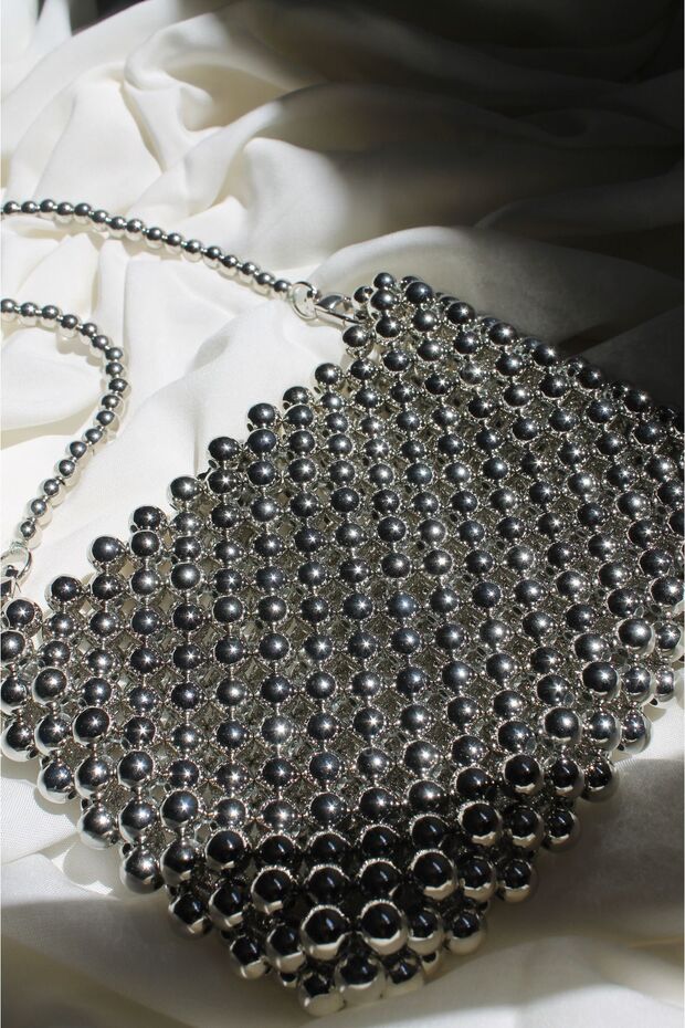 حقيبة خرز فضية - 5
