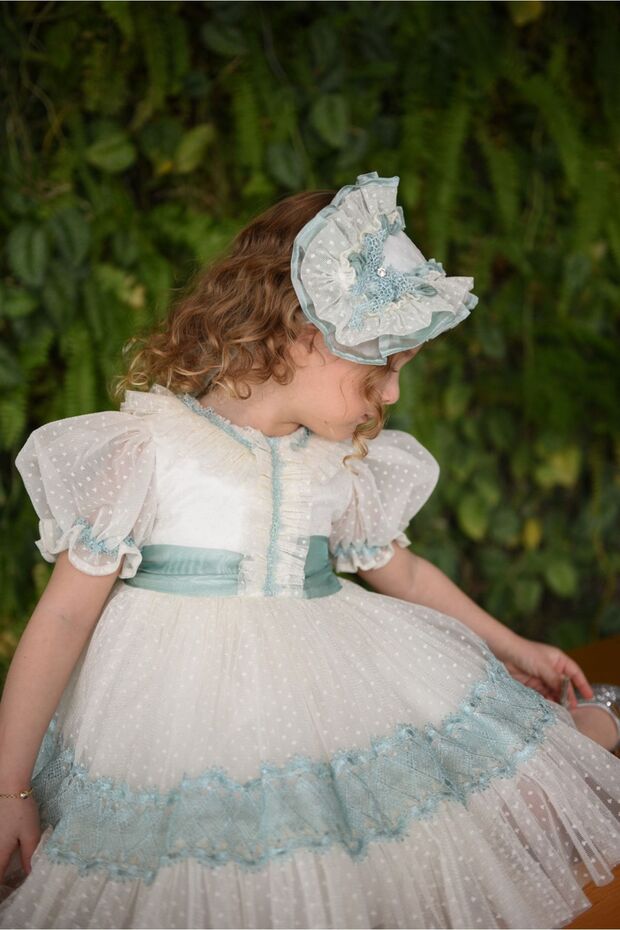 Girls' Vintage Children's Dress with Hair Accessory, Special Design