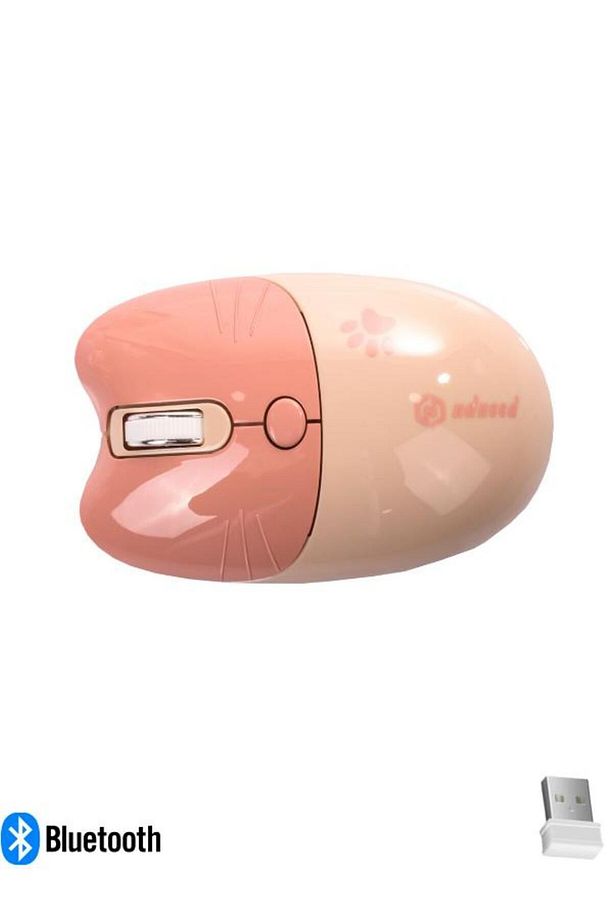 Sevimli Kedi Kablosuz Pudra-Bej Mouse Bluetooth + Dual Mode - 3