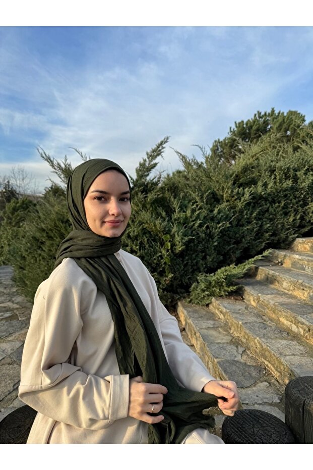 Bambu Crash Şal Askeri Haki - 4