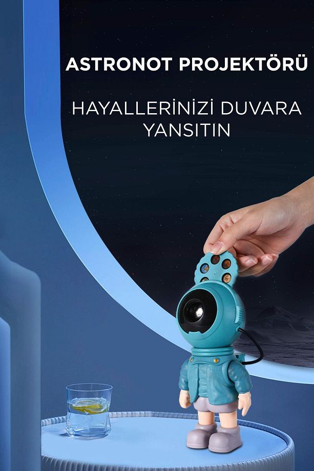 Lw-37 Mavi Astronot Projektör Gece Lambası Gökyüzü Star Projeksiyon Aydınlatma - 5