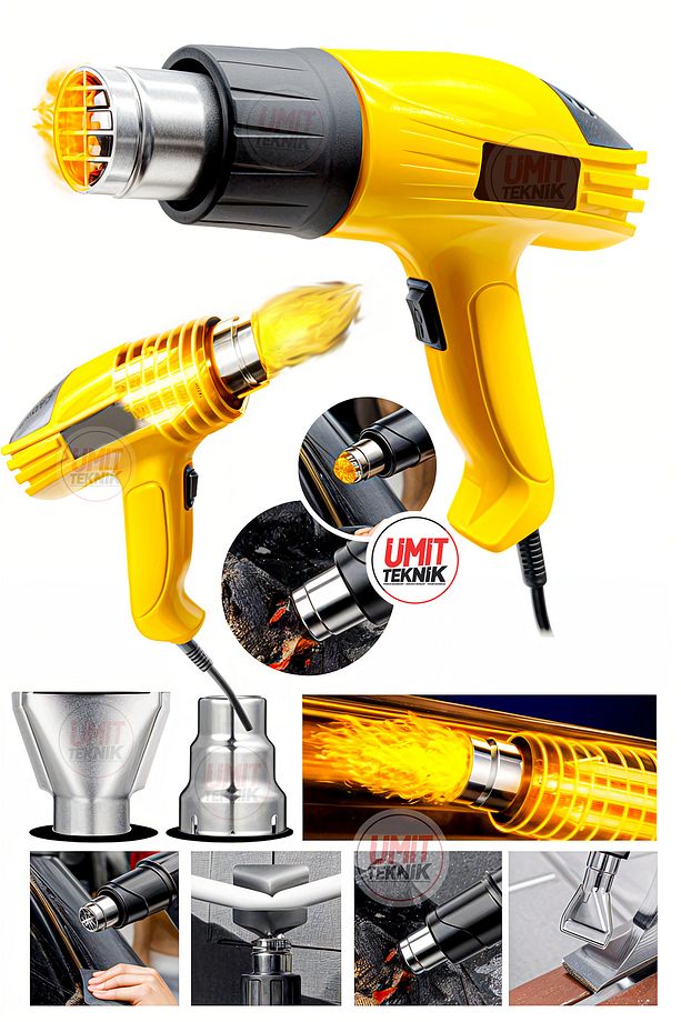 Pro 2000W HızlıYüksek  Bakır Sargılı 2 Kademeli  Isı Ayarlı Sıcak Hava Üfleme Tabancası Set - 1