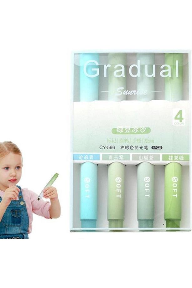 Gradual Yeşil Soft Renkler 4lü Fosforlu Kalem Seti - 6