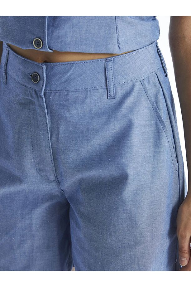 Natuvera Mavi Kadın Loose Fit Düz Şort - 3