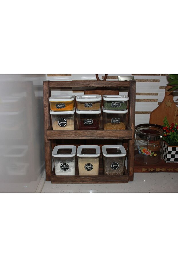 İki Katlı Ahşap Baharatlık - 4