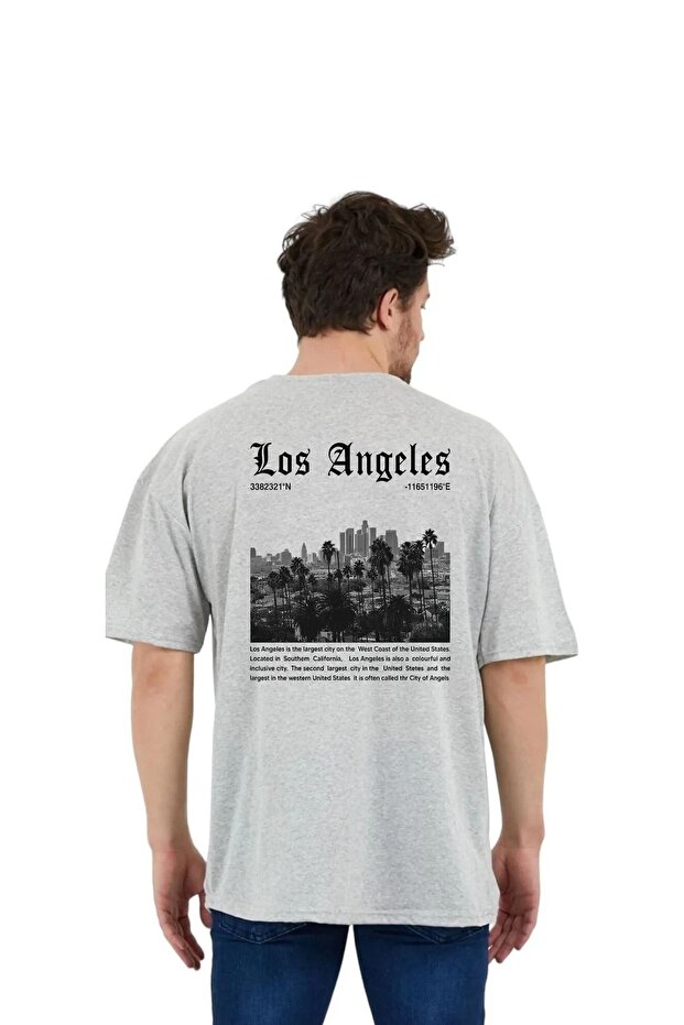 Los Angeles Front Back Graphic Printed Black Oversize Tshirt Daxis Sportwear Company
