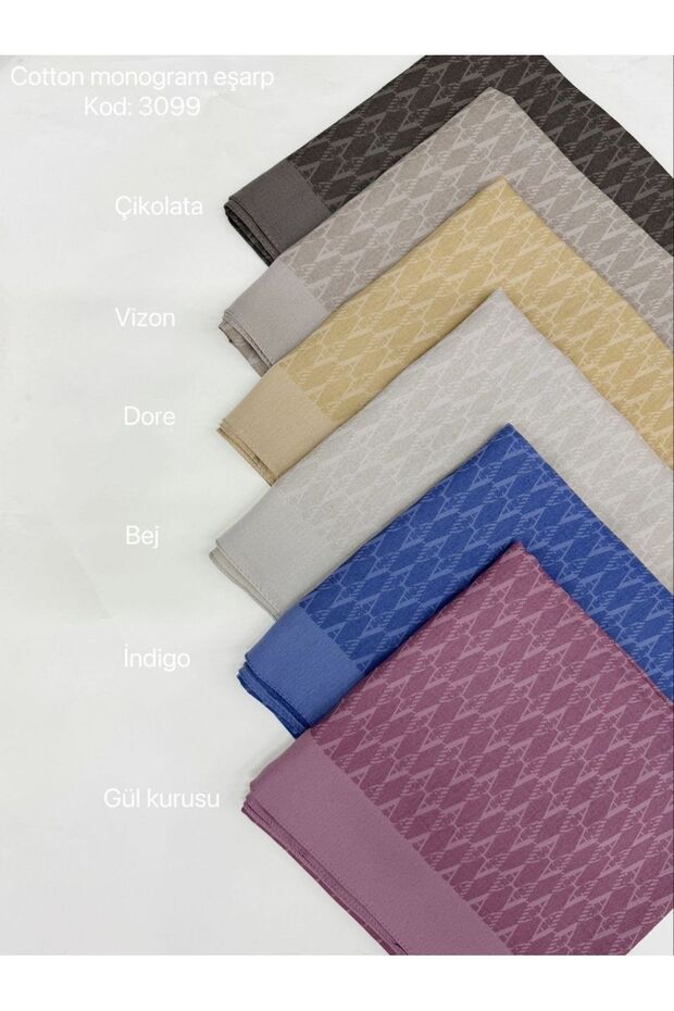 Cotton Monogram Eşarp İndigo (1 Adet)
