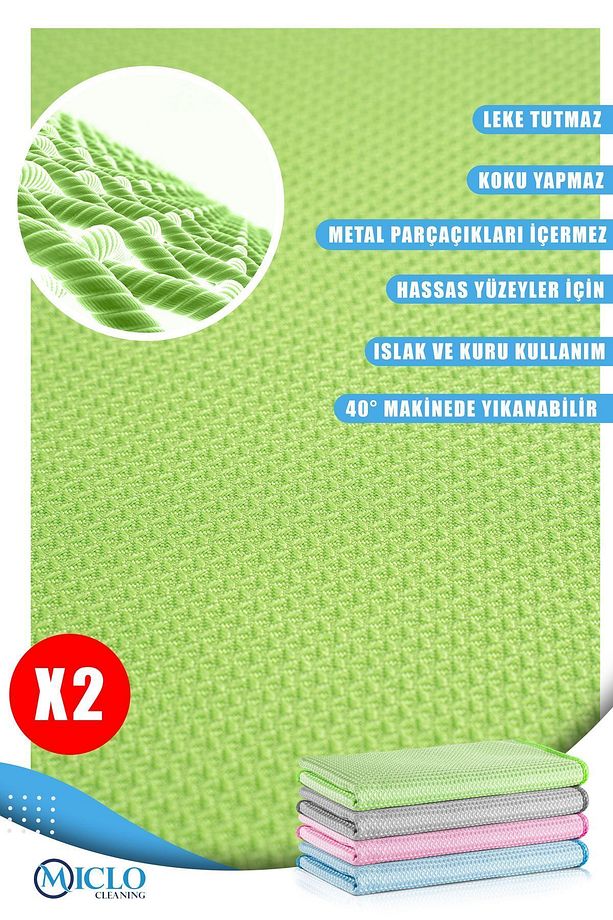 x2 Adet | Mikrofiber Süper Sihirli Bez | 40x40cm | Cam ve Ayna Bezi - 4