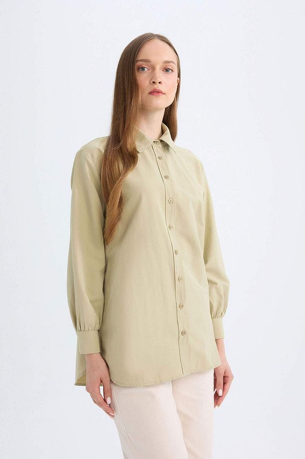 DFC - Relax Fit Poplin Uzun Kollu Gömlek Tunik - 3