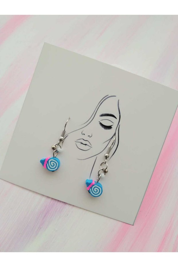 Gift Birthday special occasions fimo blue candy earrings
