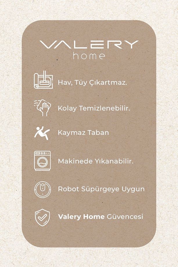 Vl Yıkanabilir Kaymaz Tabanlı Violin Embos Kesme Rulo Halı Yolluk Krem Z1002b - 7