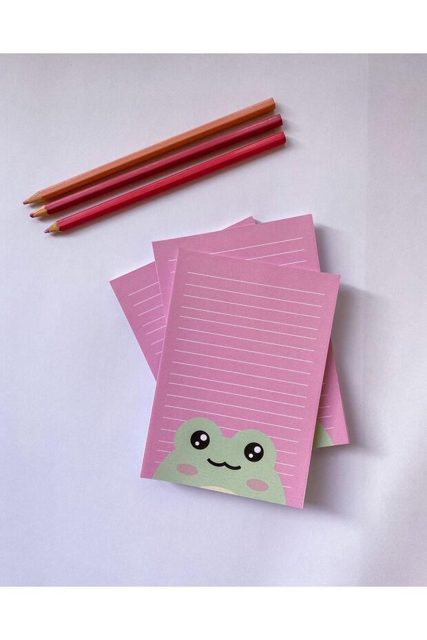 Sevimli Kurbağa Desenli Defter/notepad/memopad/bloknot/planlayıcı/to Do List A6 - 7