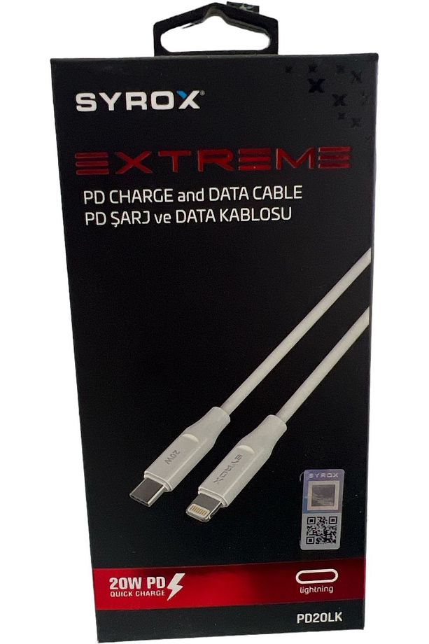 Syrox 3.0A 20W Type-C To Lightning Uyumlu Hızlı Şarj & Data Kablosu - 1