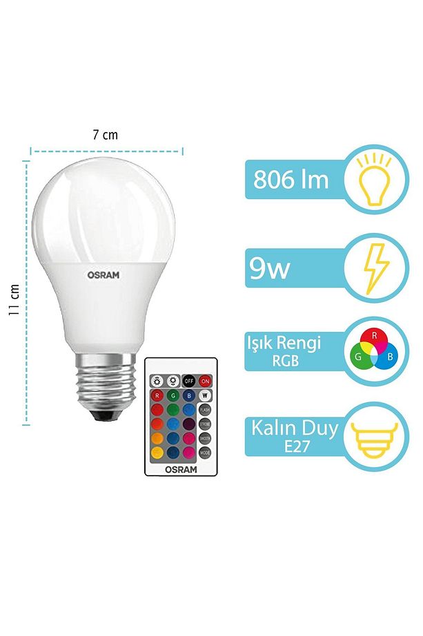 Ledvance Led Base Rgbw Remote Clas.a60 Dım 9w/827 E27 - 3