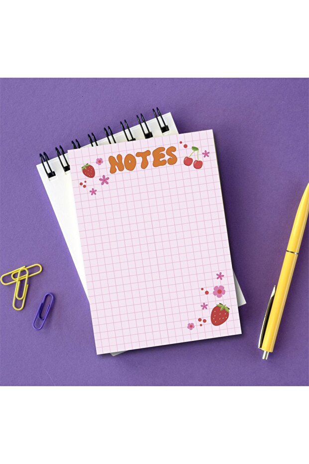 Checkered Strawberry Cherry Patterned Planner/To Do List Notebook Memopad Notepad A6 - 2