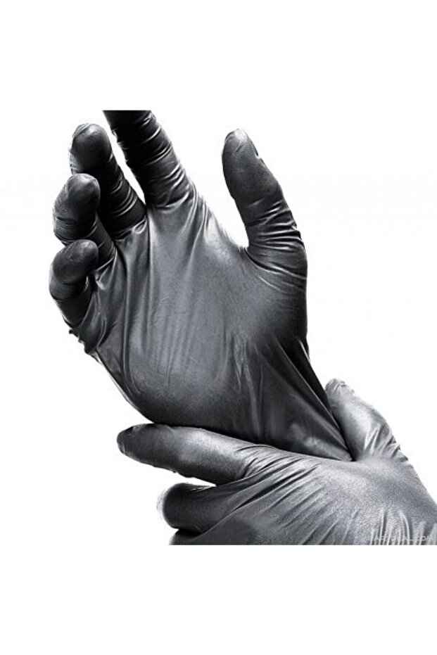Extra Kalın Nitril Siyah Eldiven ( L ) Beden ( 100'lü Paket ) - 3