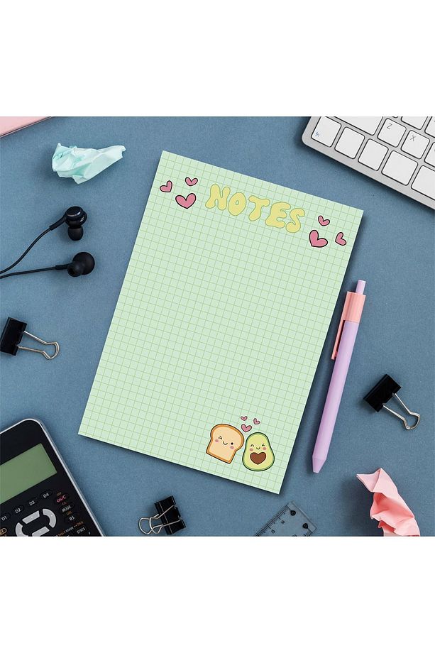 Kareli Avokado Yeşil Desenli Planlayıcı/To Do List Defter Memopad Notepad A6 - 7