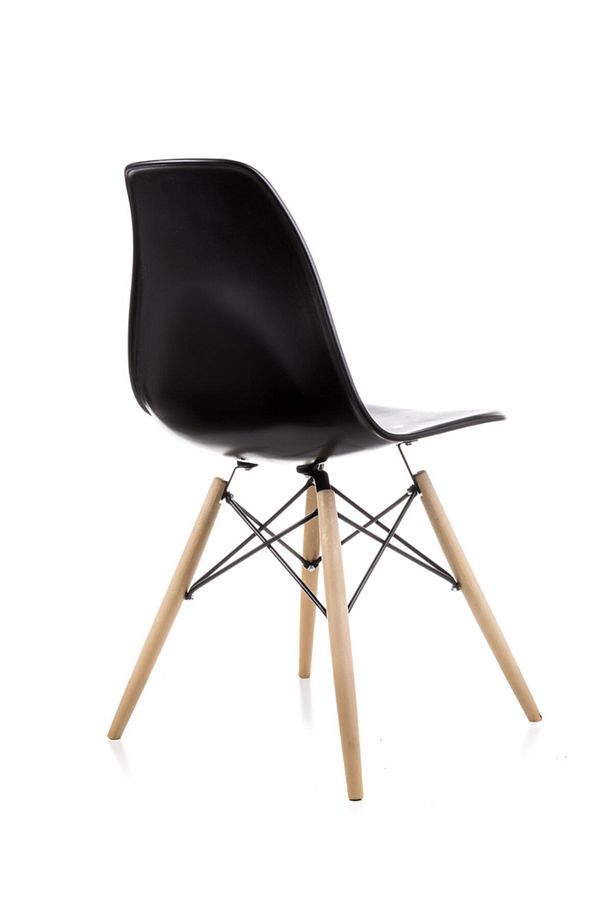 Yuvarlak Eames Ahşap Ayaklı Ahşap Masa 2 Adet Siyah Eames Sandalye Seti - 6