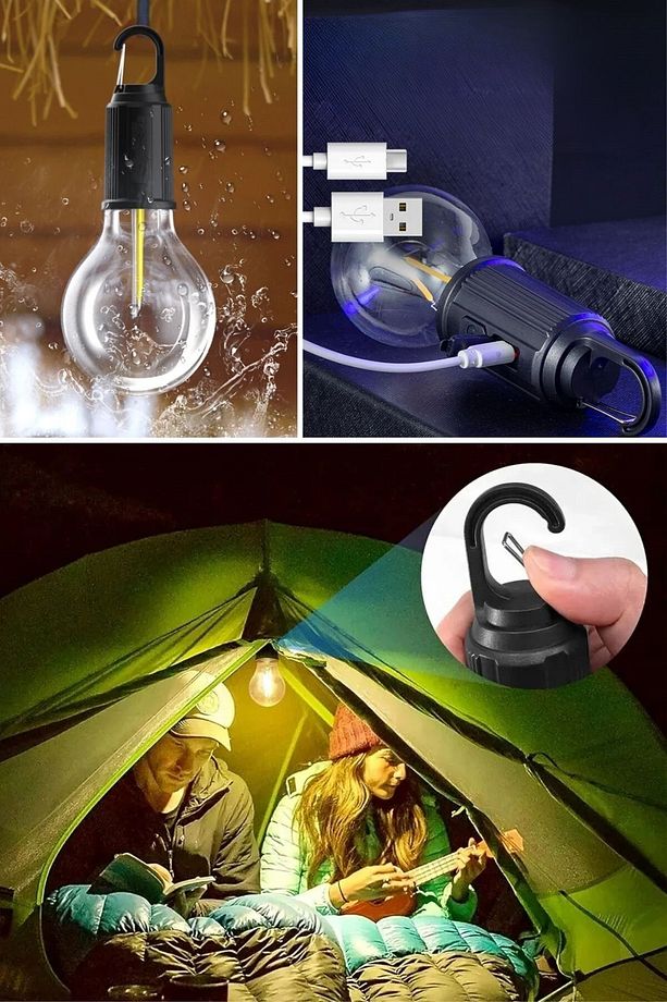 ® Şarj Olabilen 3 Farklı Mod LED'li Kendiliğinden Asma Kancalı Kamp,Dış Cephe Lambası - 3