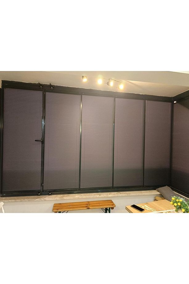 ANTRASİT PLİSELİ CAM BALKON PERDESİ - 2