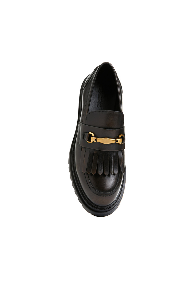 Bronz Deri Kadın Loafer - 4