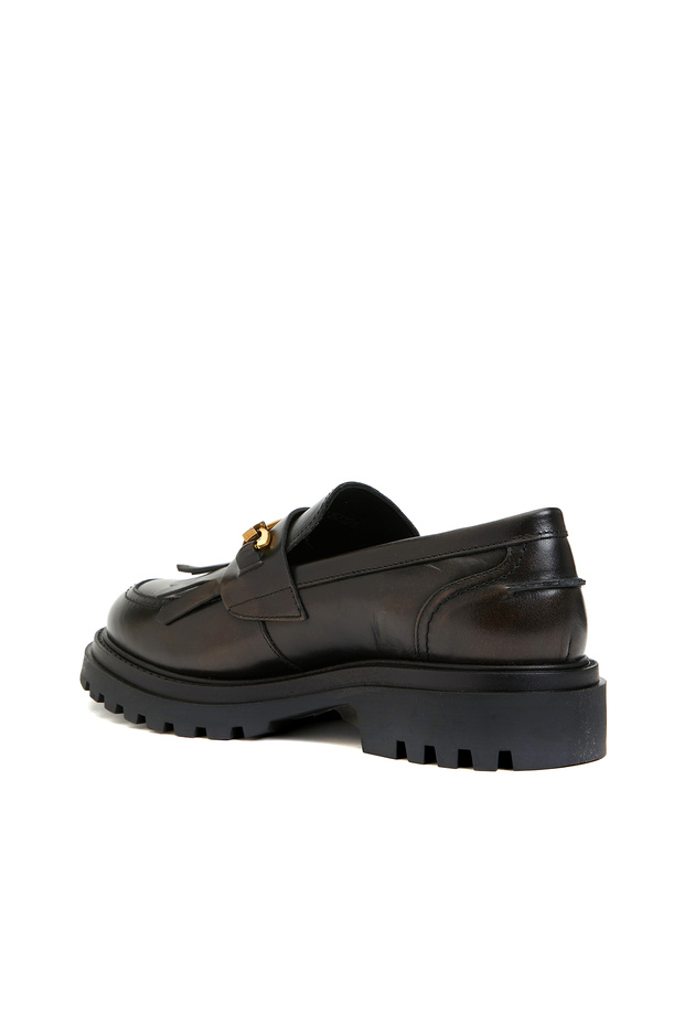 Bronz Deri Kadın Loafer - 3