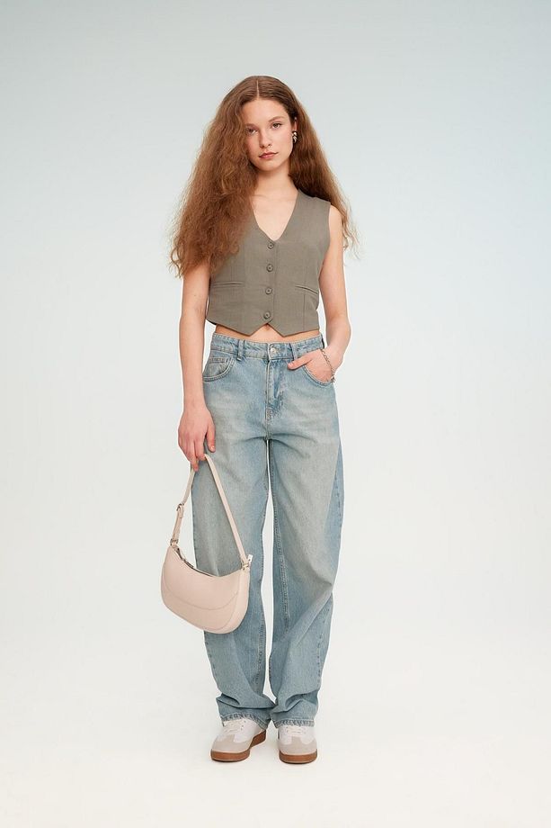 Baggy Fit Yüksek Bel Uzun Jean Yıkamalı Pantolon C7350ax24sp - 7