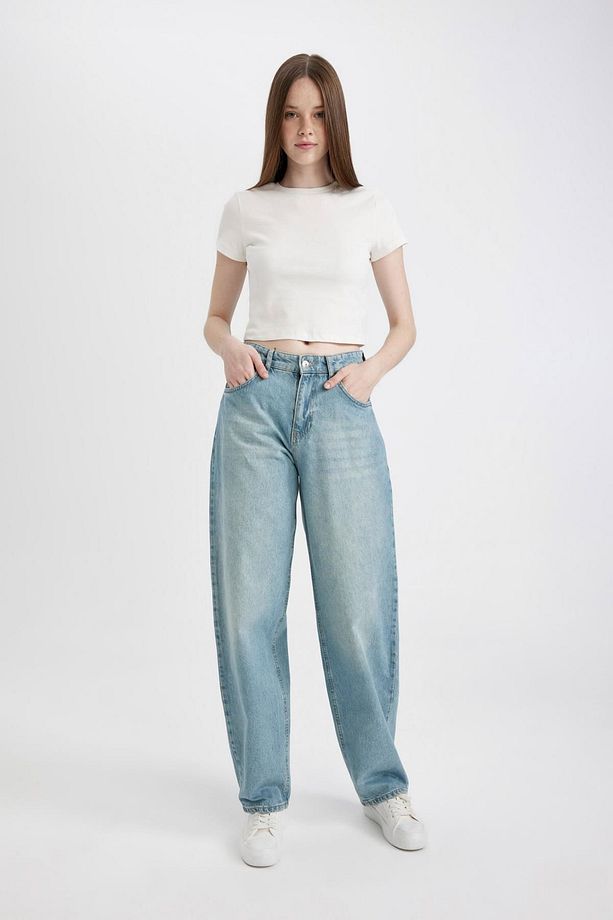 Baggy Fit Yüksek Bel Uzun Jean Yıkamalı Pantolon C7350ax24sp - 3