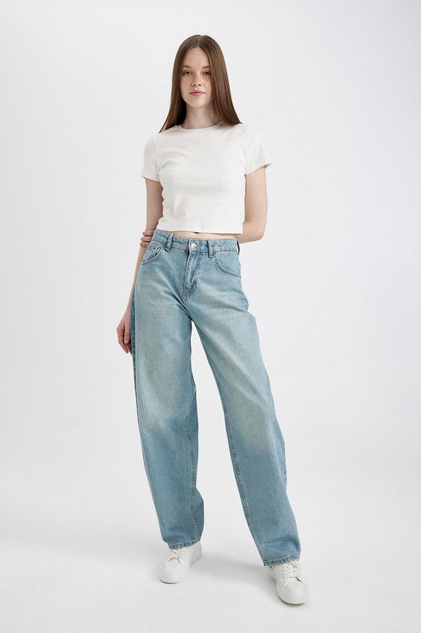 Baggy Fit Yüksek Bel Uzun Jean Yıkamalı Pantolon C7350ax24sp - 2