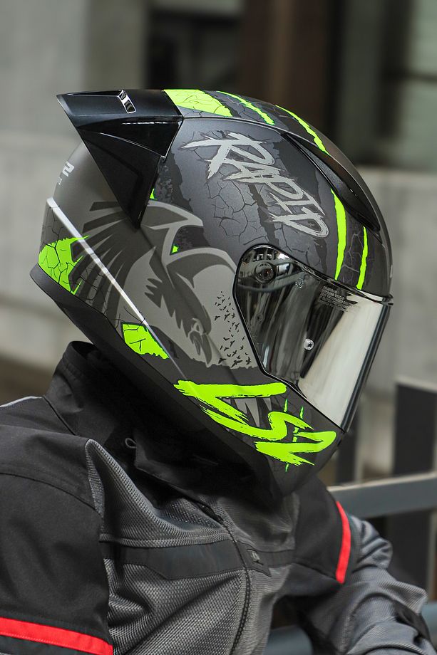 Rapıd 2 Race Raven Mat Siyah-gri-neon Sarı Kask - 5