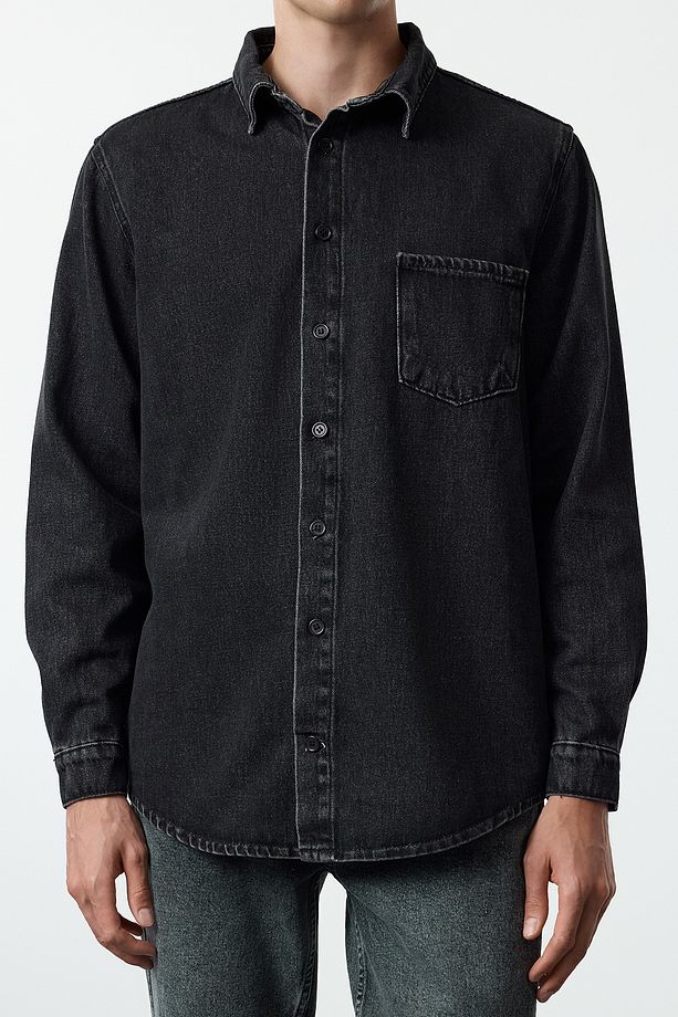 Antrasit %100 Pamuk Regular Fit Denim Kot Gömlek Ceket TMNAW25CE00001 - 3