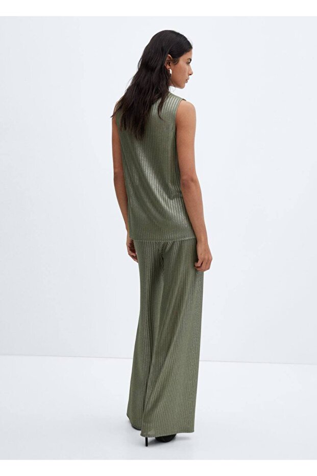 Elastik belli wideleg pantolon - 4