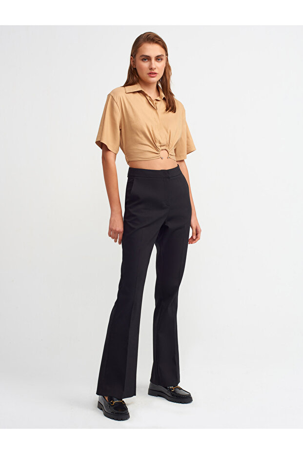 5873 Crop Gömlek-camel - 2