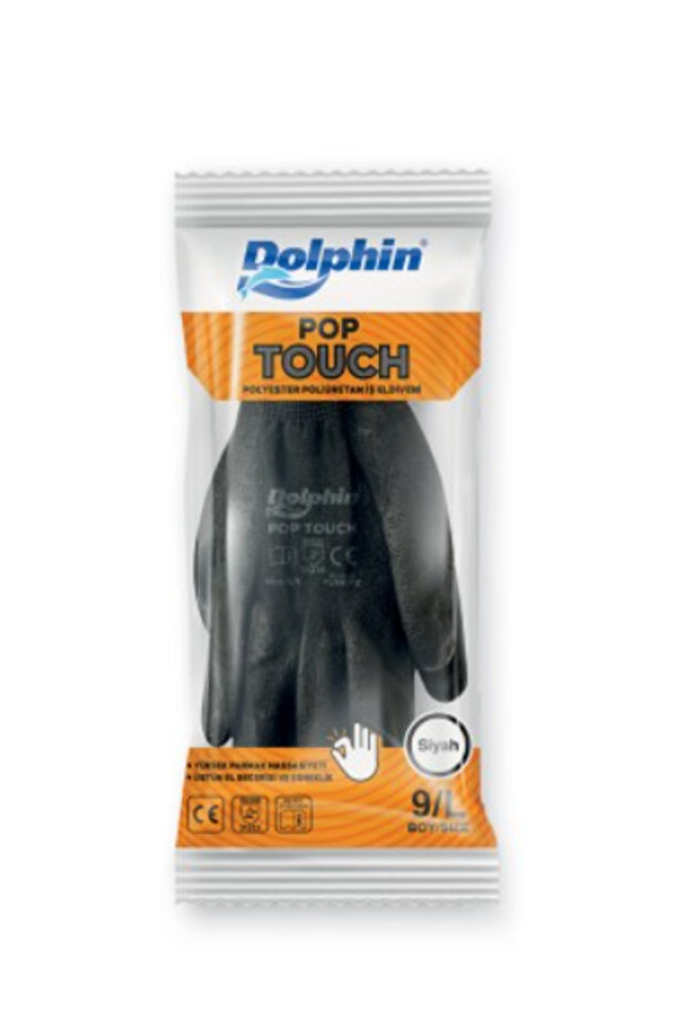 Pop Touch Siyah Polyester Poliüretan İş Eldiveni - 3