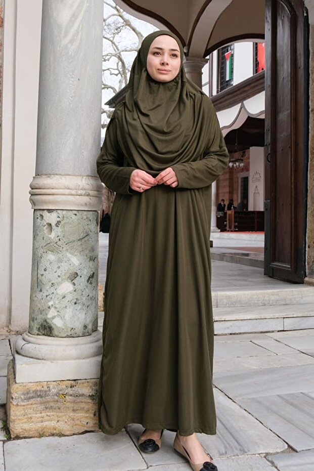 Cantalı One-Piece Prayer Dress Khaki Green