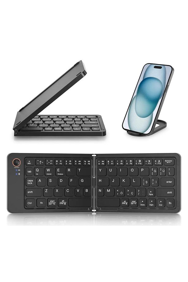 Lord Mini Katlanabilir Bluetooth Klavye ve Telefon Standı iPad Mac Windows Uyumlu Yeni Nesil - 1