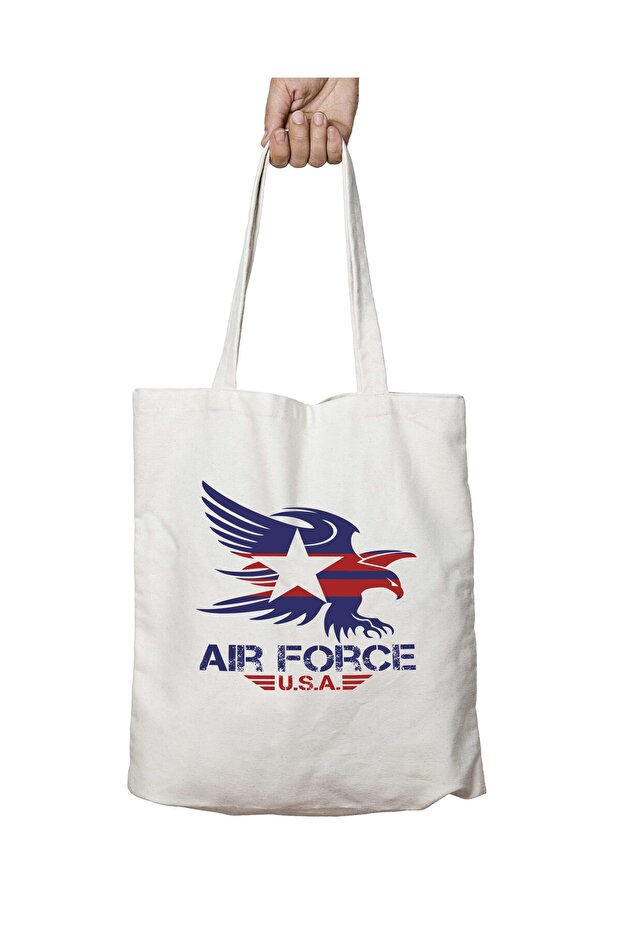 Air Force Military Two-Sided Permanent Washable School Beach Shoulder Tote Bag