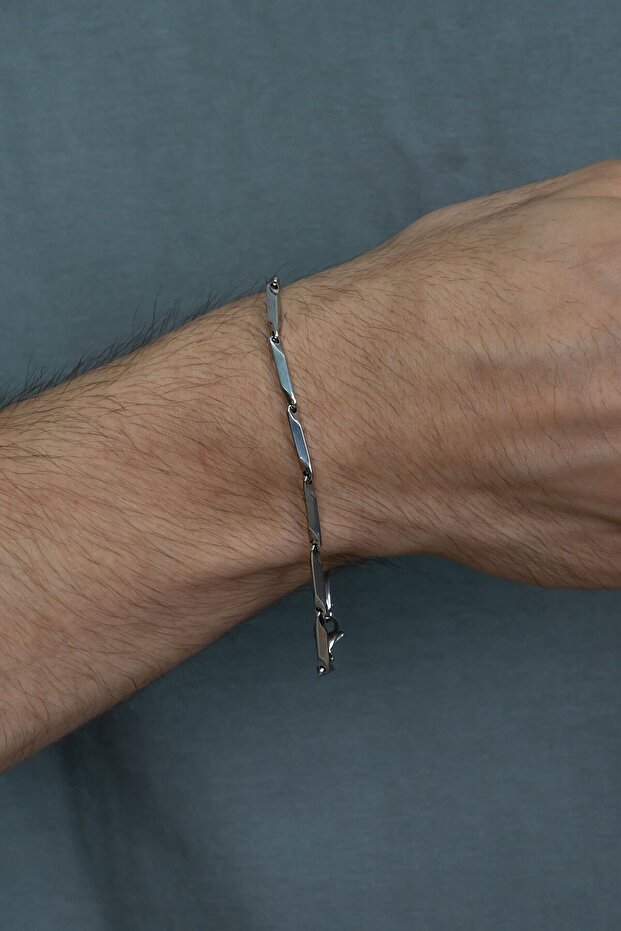 Singapore Bamboo Cube Model Men's Steel Bracelet Imprint Eck05B