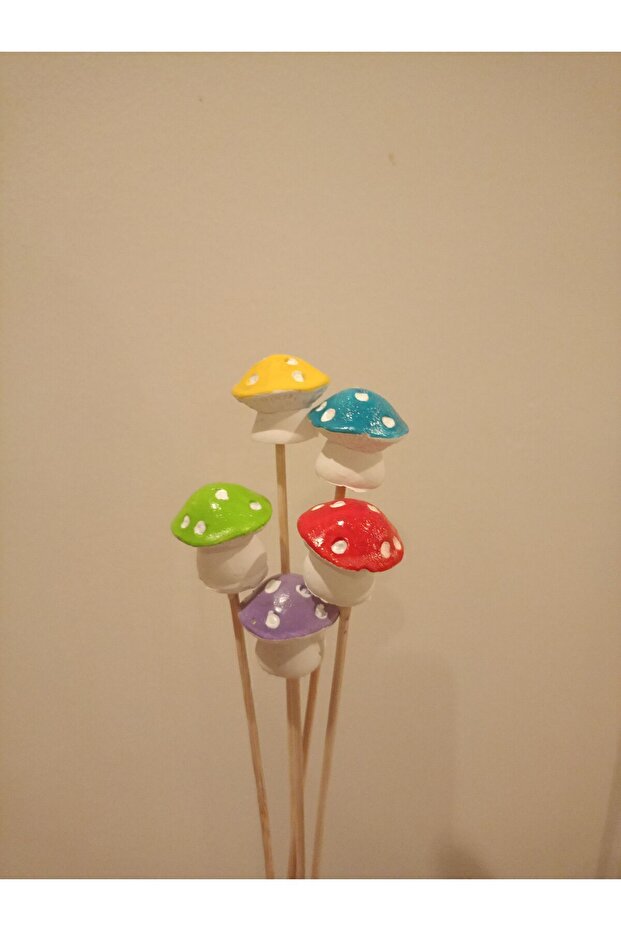 5 Adet Mini Mantar Saksı Süsü | - 2