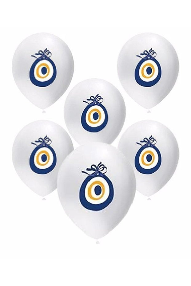 Rönesans Evil Eye Beaded White Mashallah Balloon 30 Pieces